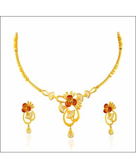 Floral Gardenia Resplendent Gold Necklace Set
