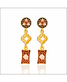 Charming Meena Design Gold Earrings
