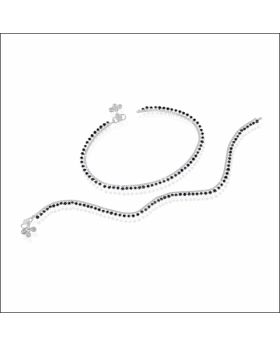 Classic Black Beads Silver Payal