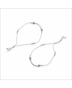 Sparkling Allure Adjustable Silver Anklet