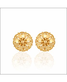 Classic Floral Motif Gold Stud Earrings