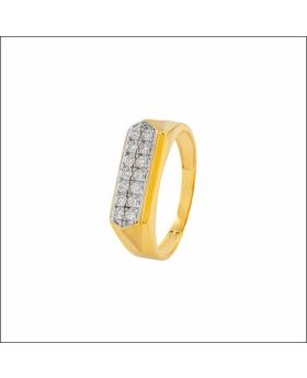 Sleek Grid Pavé Gold Ring
