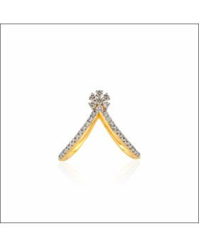 Gracious V-Shaped Diamond Cluster Ring