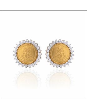 Classic Coin Design Gold Earrings