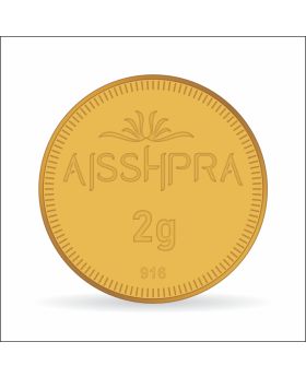 Aisshpra 2 gram Gold Coin or Bar in 22 Karat (916 Purity) Ideal for Gifting or Personal Investment