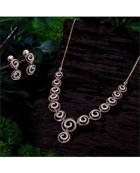 Elegant Swirl Diamond Necklace Set