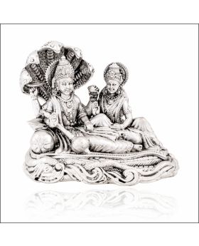 Aisshpra 92.5 Purity Divine Lakshmi & Vishnu on Sheshnag Silver Idol Devotional Items
