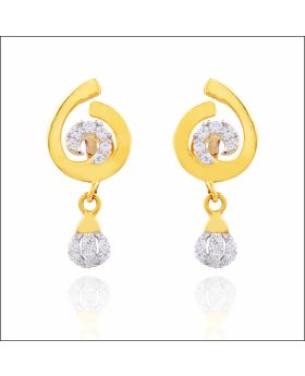 Aisshpra Gold Drop Earrings in 18 Kt for Kids Studded with Signity Stones  