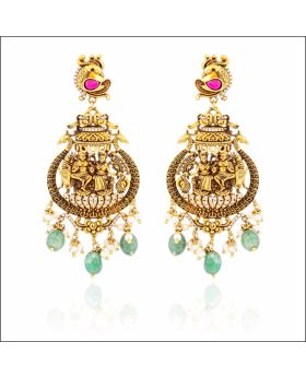 Aisshpra Temple Design Gold Earrings in 22 Kt Bridal Wedding Jewellery