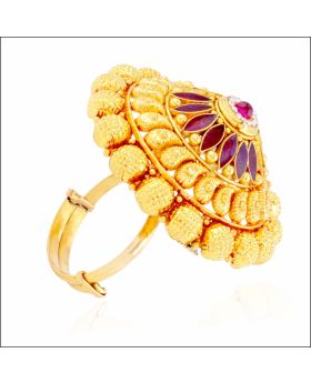Aisshpra Elegant Gold Cocktail Ring in 18 Kt Meena Design Wedding Jewellery for Women
