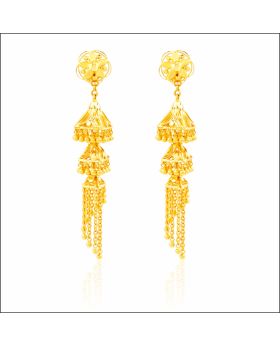 Aisshpra Gold Jhumka Earrings in 18 Kt Classic Party Wear Jewellery for Women
