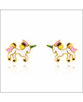 Aisshpra Gold Earrings in 18 Kt Dreamy Unicorn Design Jewellery for Kids 