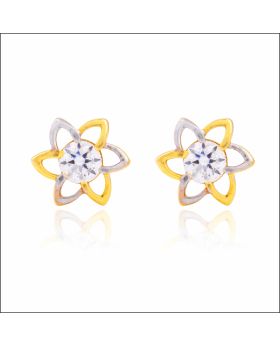 Aisshpra Solitaire Gold Stud Earrings in 18 Kt for Women Floral Design Jewellery