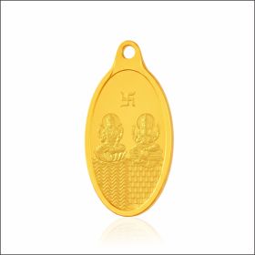 Aisshpra 999 Purity 1 Gram Lakshmi & Ganesha Gold Coin Pendant