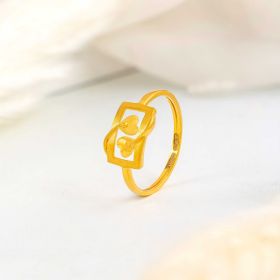 Elegant Twin Hearts Gold Ring