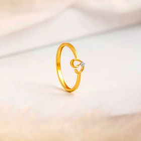 Dainty Heart Sparkle Gold Ring
