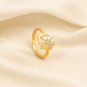 Dual Tone Charm Gold Ring