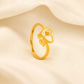 Heart Petal Charm Gold Ring