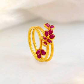 Pink Flora Designer Gold Ring