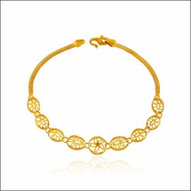 Floral Grid Yellow Gold Bracelet 