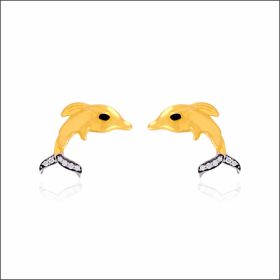 Splashy Dolphin Motif Gold Earrings