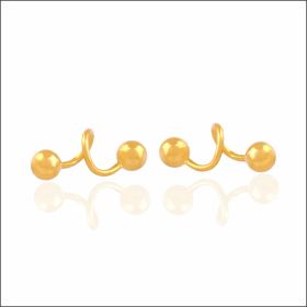 Sleek Dual Ball Gold Stud Earrings