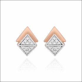 Geometric Cluster Rose Gold Stud Earrings