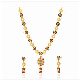 Delightful Meena Design Gold Necklace Set