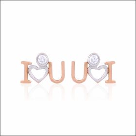 Cheerful I Love You Two tone Gold Earrings