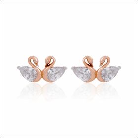 Whimsical Swan Design Rose Gold Earrings