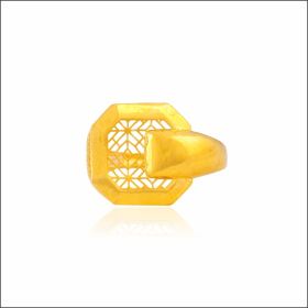 Bold Geometric Pattern Gold Ring