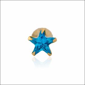  Star-Cut Blue Stone Gold Nose Ring 