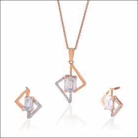 Geometric Elegance Rose Gold Pendant Set