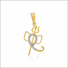 Glorious Ganpati and Shiv Trishul Diamond Pendant