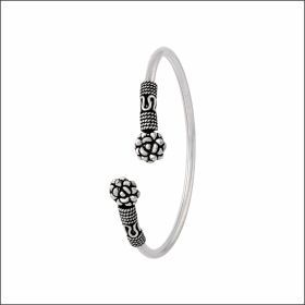 Floral Etched Sterling Silver Kada