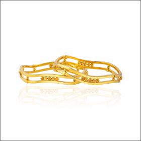 Traditional Beaded Motif Gold Bangles