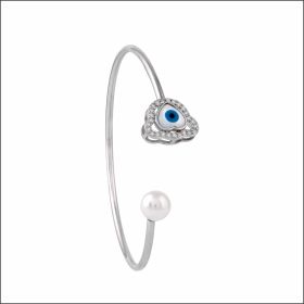 Minimalist Evil Eye Silver Bracelet