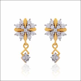 Luminous Floral Cluster Gold Drop Earrings