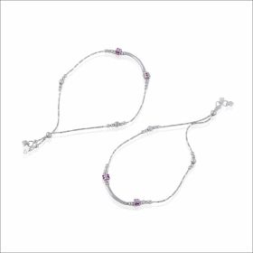 Sparkling Allure Adjustable Silver Anklet