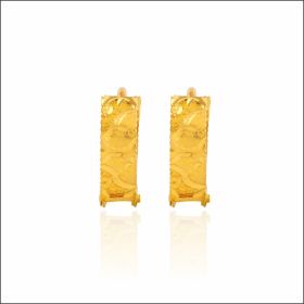 Rectangular Embossed Gold Stud Earrings