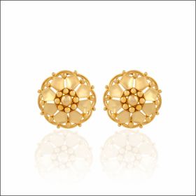 Floral Pattern Gold Stud Earrings