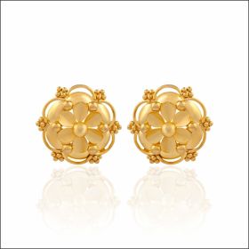 Traditional Floral Design Gold Earrings