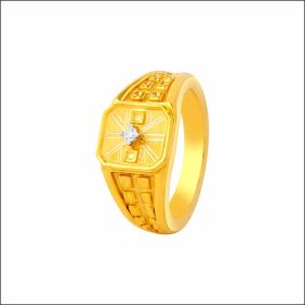 Textured Grid Pattern Gold Ring