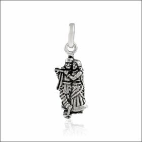 Ornate Radha Krishna Sterling Silver Locket 