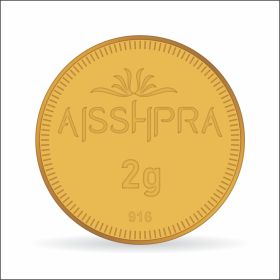 Aisshpra 2 gram Gold Coin or Bar in 22 Karat (916 Purity) Ideal for Gifting or Personal Investment