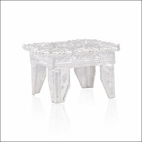 Floral Radiance Silver Pooja Chowki