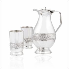 Antique Style Silver Jug & Glass Set