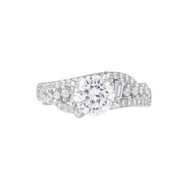 Prong Set Round Cut Solitaire Silver Ring