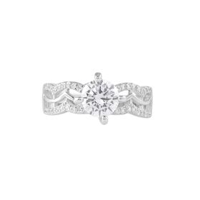 Swirling Brilliance Prong Set Silver Ring