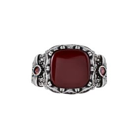 Handcrafted Gothic Crimson Silver Ring